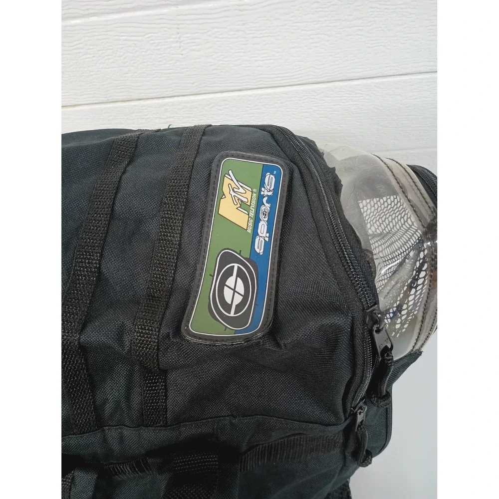 Vintage MTV Sports Backpack Black Mesh Clear Vinyl Retro 90s Gear Bag